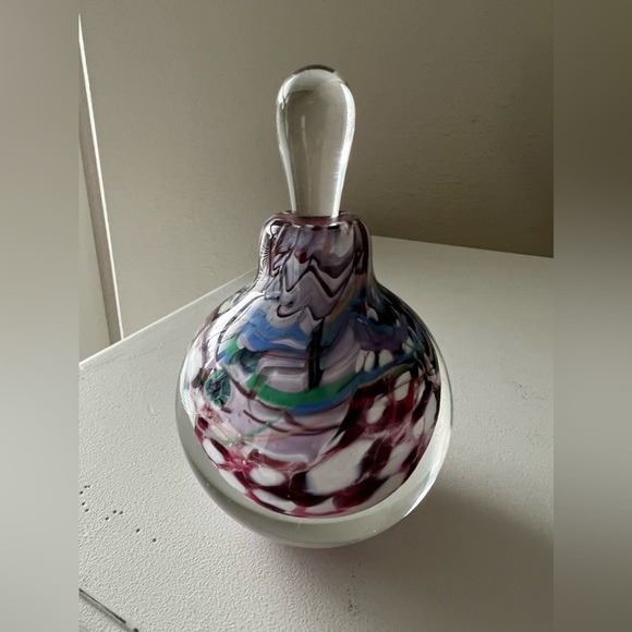 Art Glass Decanter Signed Peter Patterson 92 | Multicolor Swirl | Collectible. - Picture 4 of 8